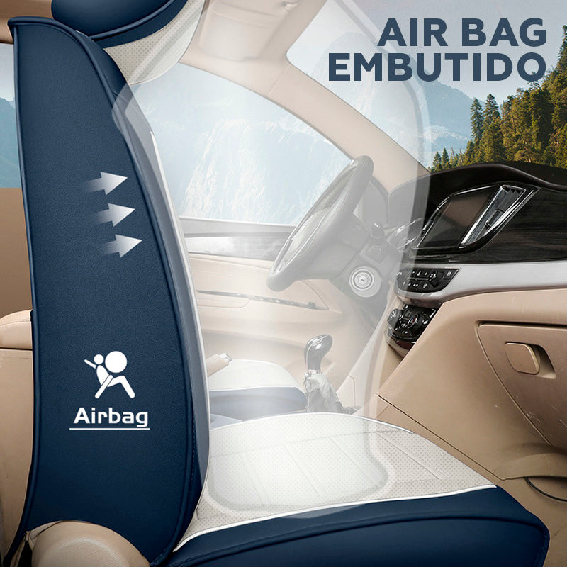 Capa Universal Completa Para Carro Evotek em Couro Legítimo e AirBag +BRINDES: 3 Tapetes Para Carro e Capa de Volante